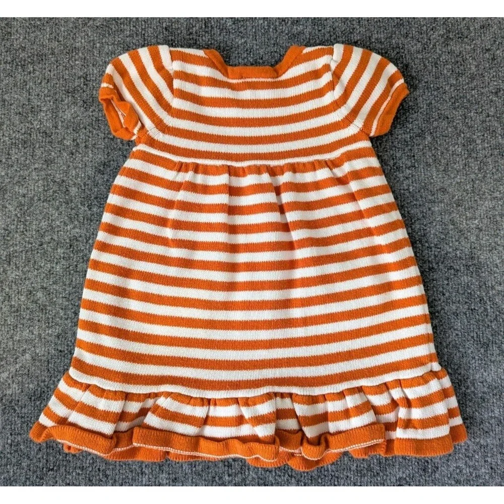 Gymboree Pumpkin Knit Sweater Dress Orange Stripe Fall Halloween Sz 18-24 Months